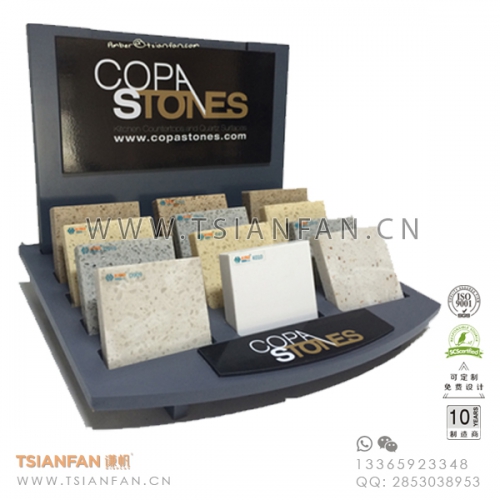 木质烤漆-微晶石促销架-小型石英石层式样板展架